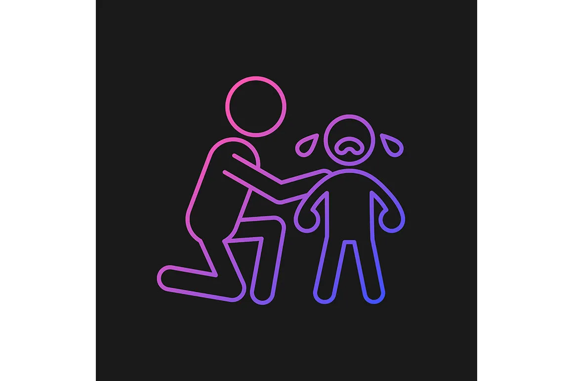 Parent and child interaction gradient icons set for dark and light mode