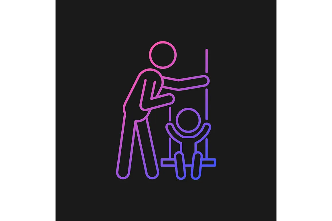 Parent and child interaction gradient icons set for dark and light mode
