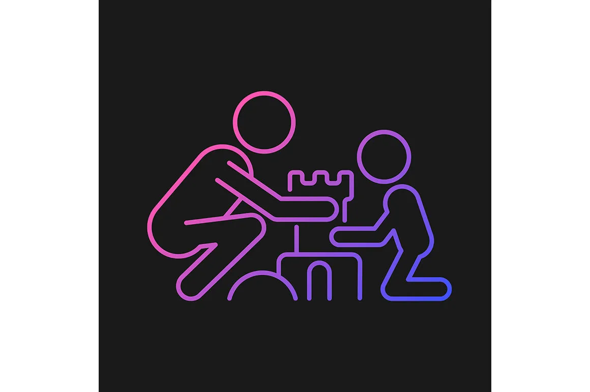 Parent and child interaction gradient icons set for dark and light mode