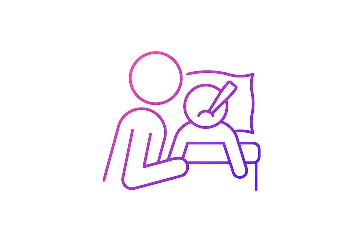 Parent and child interaction gradient icons set for dark and light mode