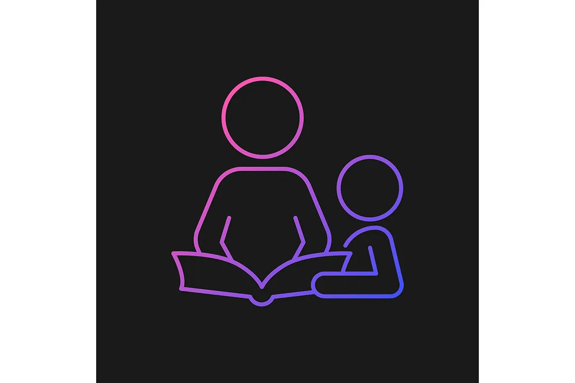 Parent and child interaction gradient icons set for dark and light mode