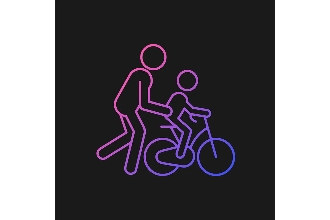 Parent and child interaction gradient icons set for dark and light mode