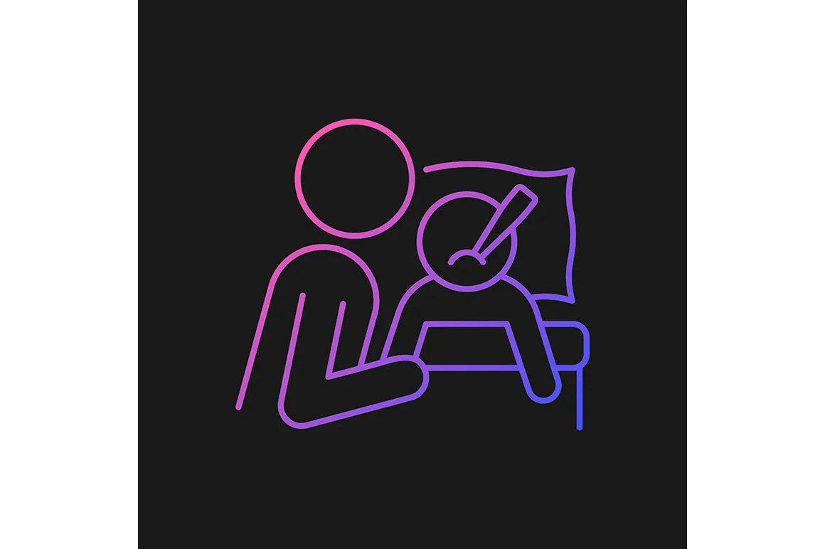 Parent and child interaction gradient icons set for dark and light mode