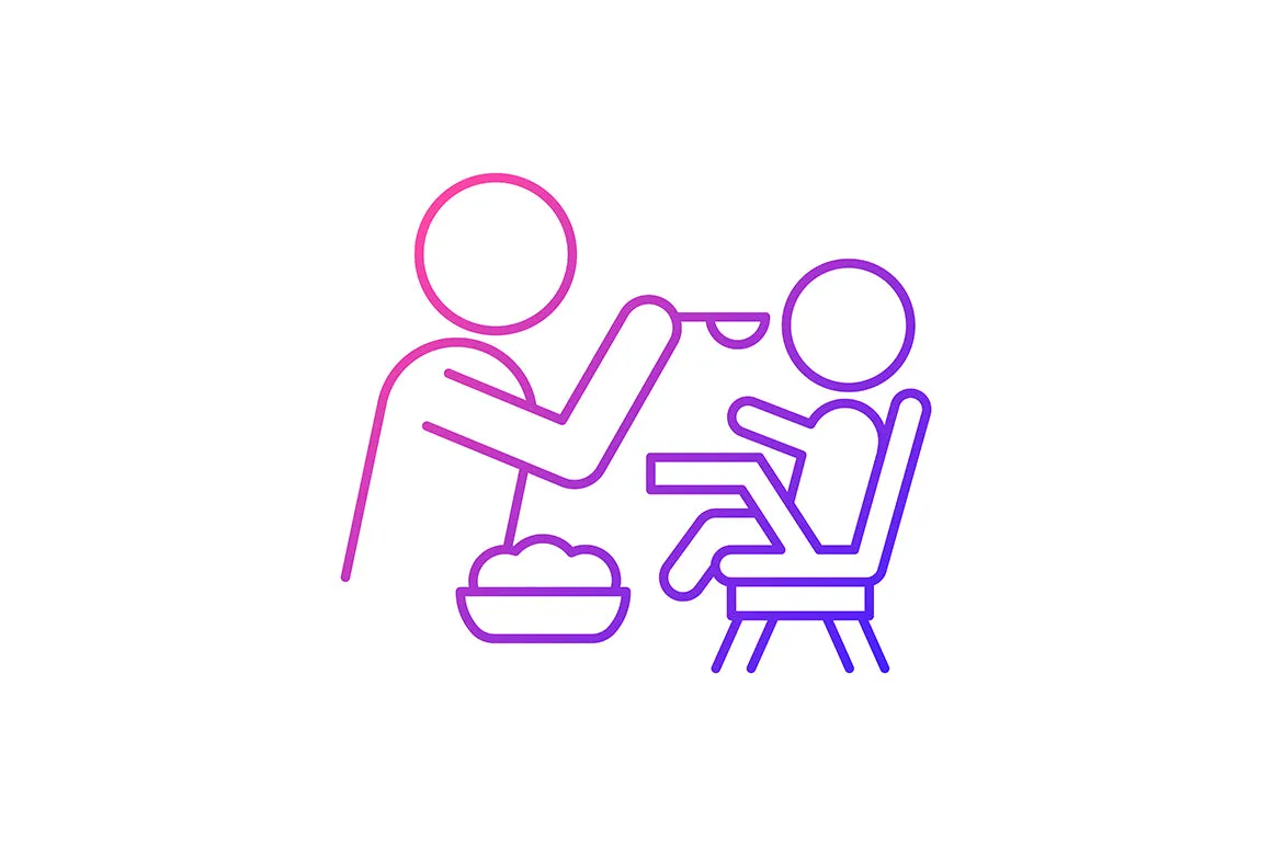 Parent and child interaction gradient icons set for dark and light mode