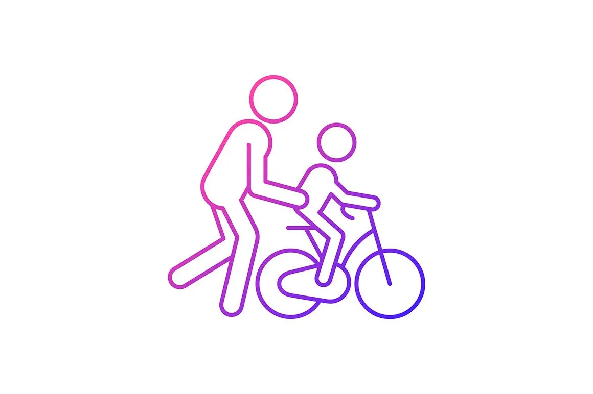 Parent and child interaction gradient icons set for dark and light mode