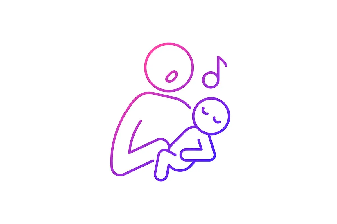 Parent and child interaction gradient icons set for dark and light mode