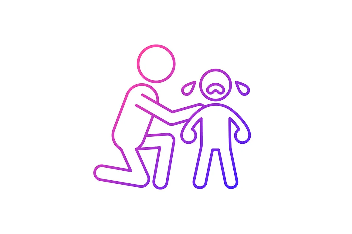 Parent and child interaction gradient icons set for dark and light mode