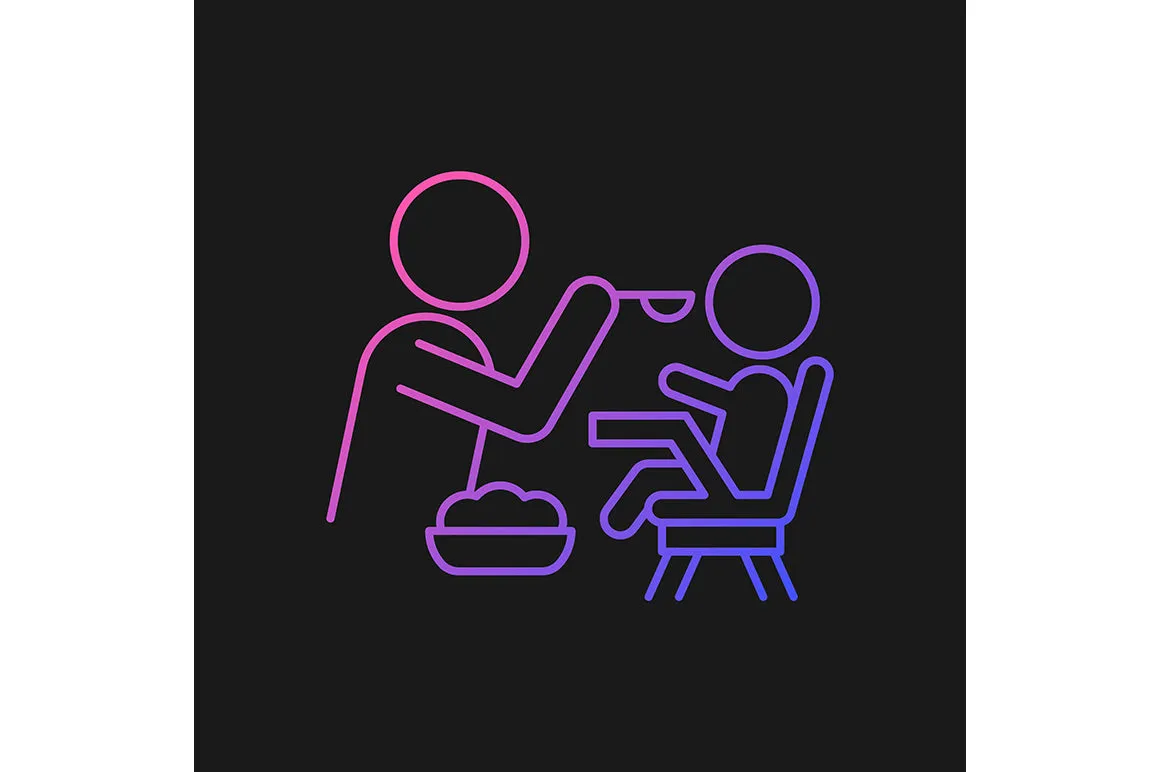 Parent and child interaction gradient icons set for dark and light mode