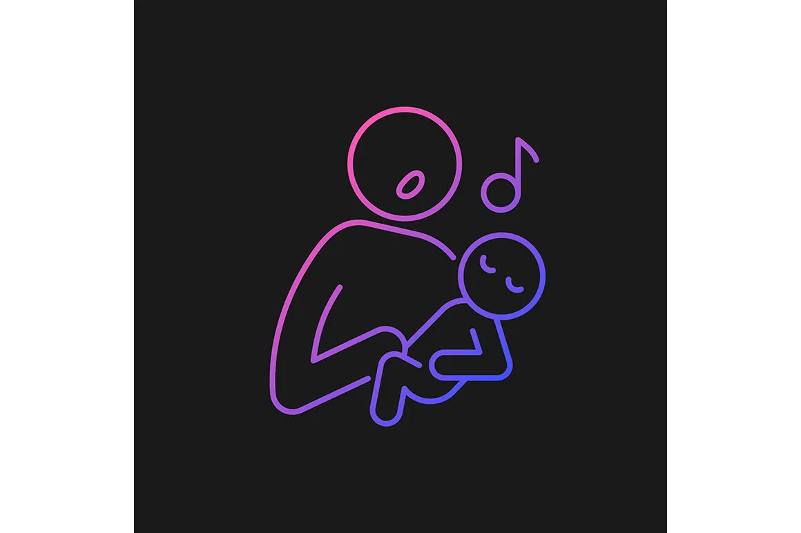 Parent and child interaction gradient icons set for dark and light mode