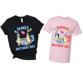 Personalized Birthday Shirt,Custom name birthday girl/boy shirt,Toddler to Big Kid, 2nd and 3rd Birthday Boy and Girl Shirt, Matching birthday shirts for family,Custom Name Age birthday shirt for kids,Handmade Decorated T-Shirts