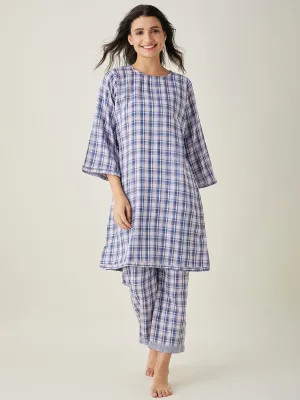 Pink Checks Reversible Cotton Pajama Set