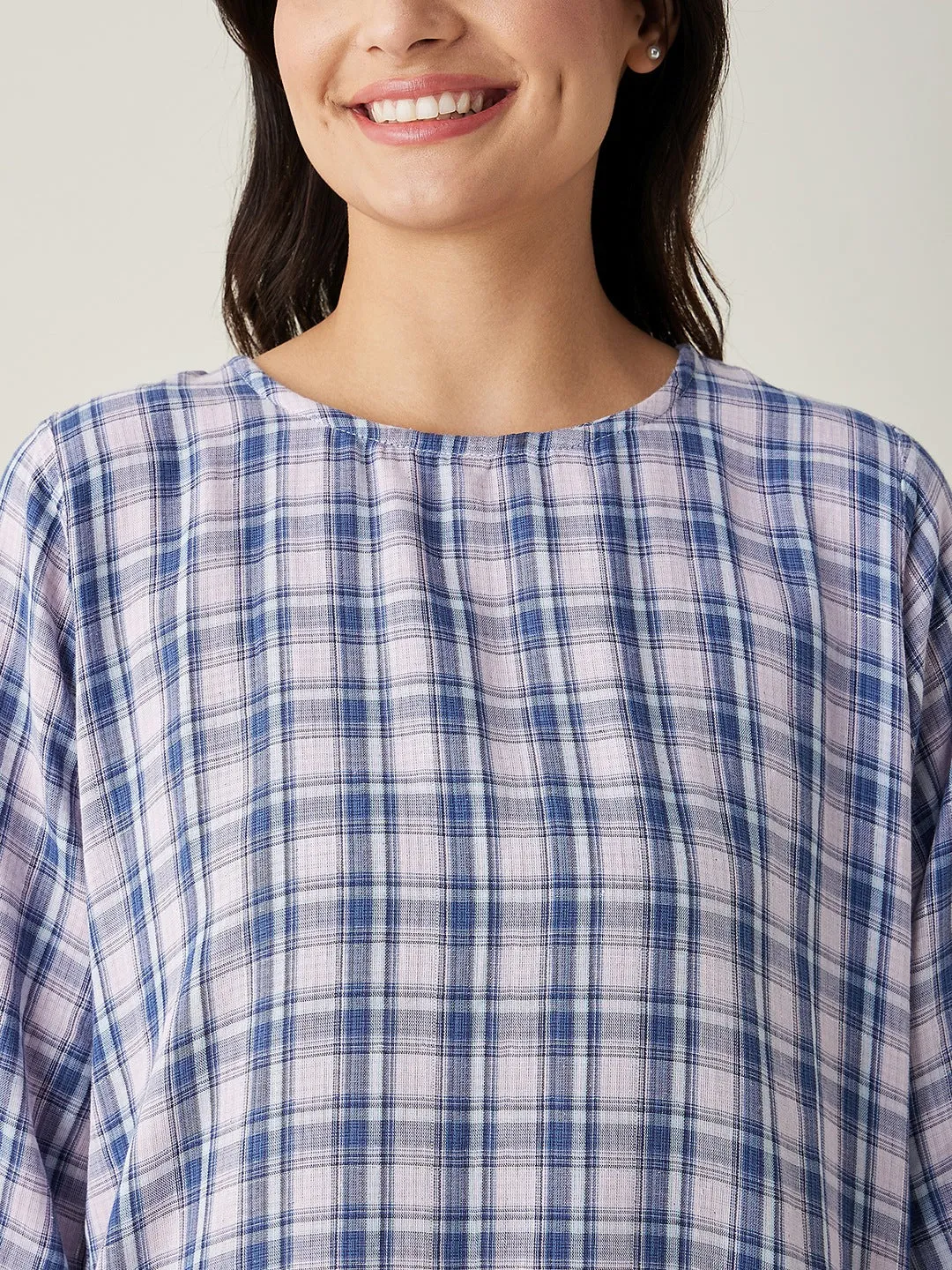 Pink Checks Reversible Cotton Pajama Set