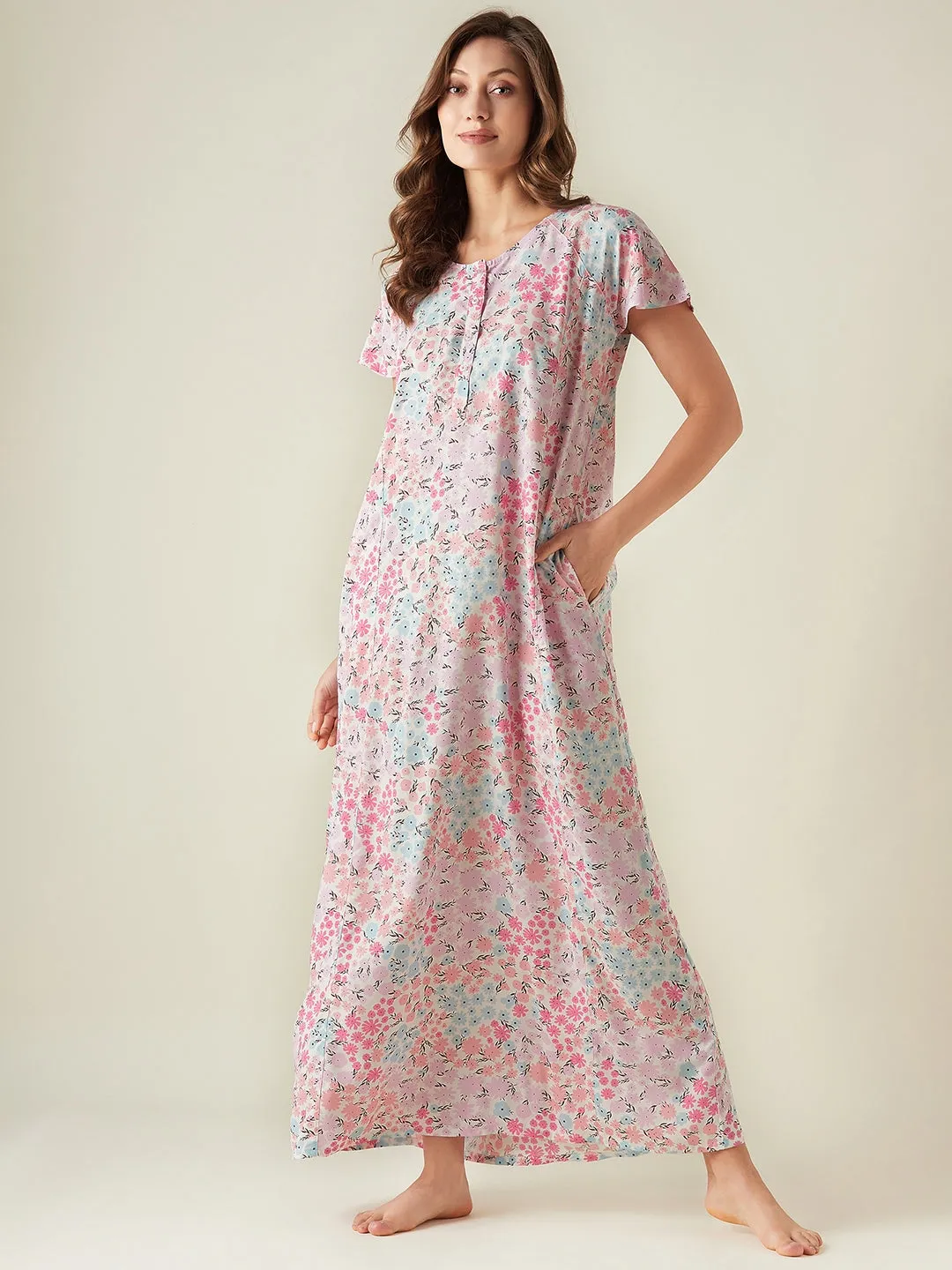 Pink flowers nightdress
