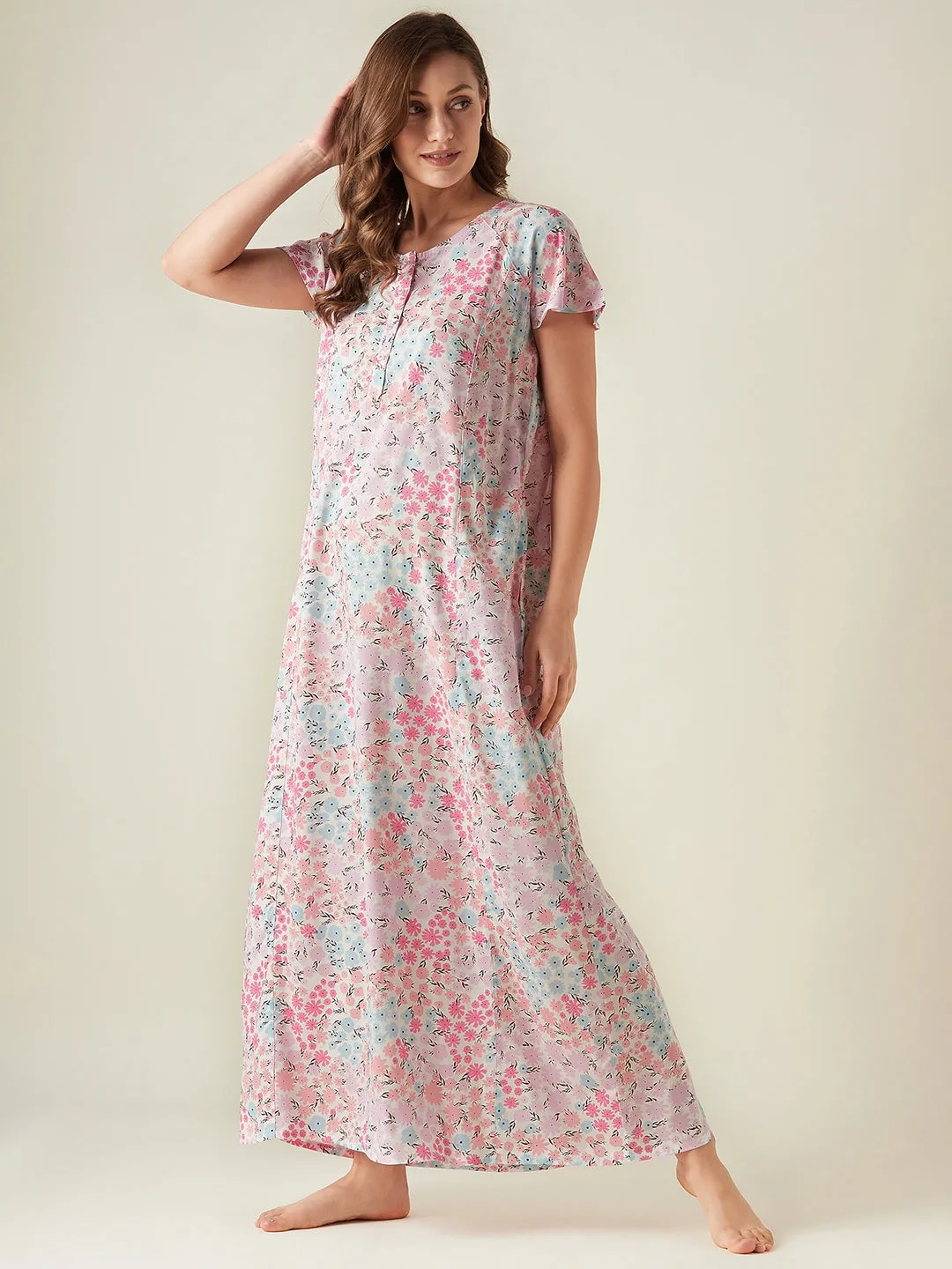 Pink flowers nightdress