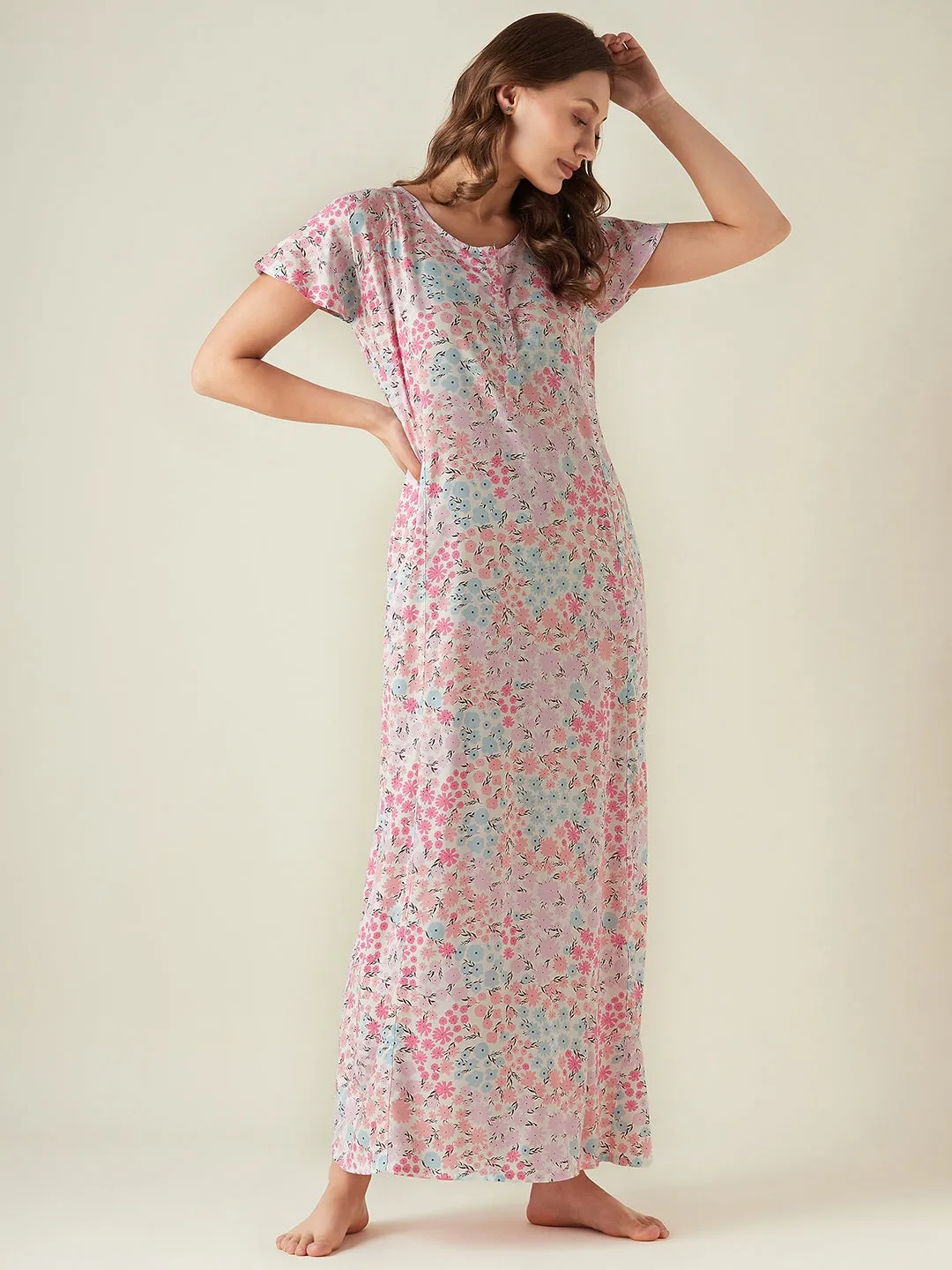 Pink flowers nightdress