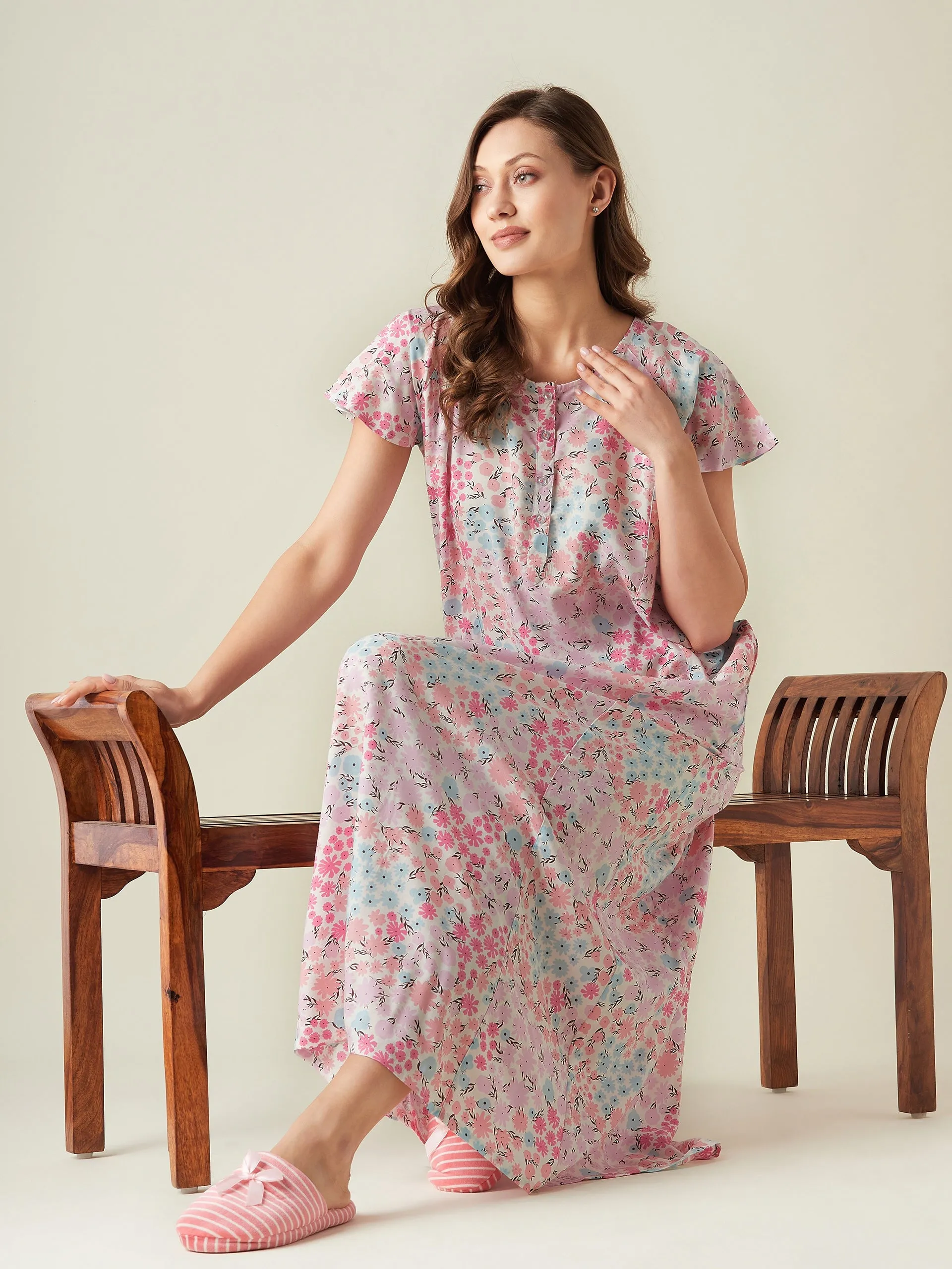 Pink flowers nightdress