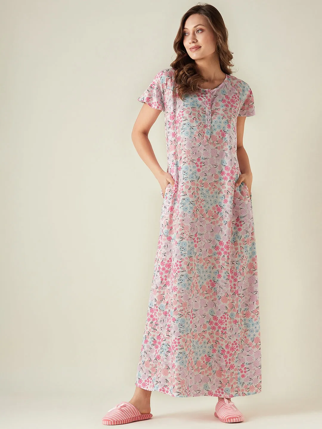 Pink flowers nightdress