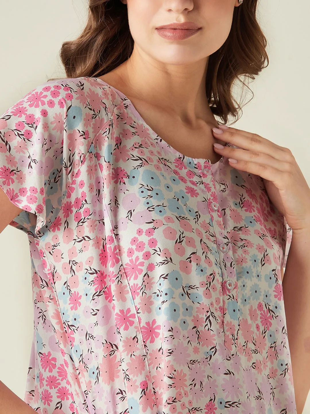 Pink flowers nightdress