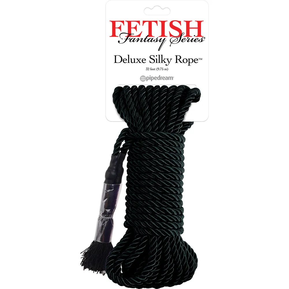 Pipedream Fetish Fantasy Deluxe Silky Soft Silk Bondage Rope 32 Feet (9.75 metre)  Black
