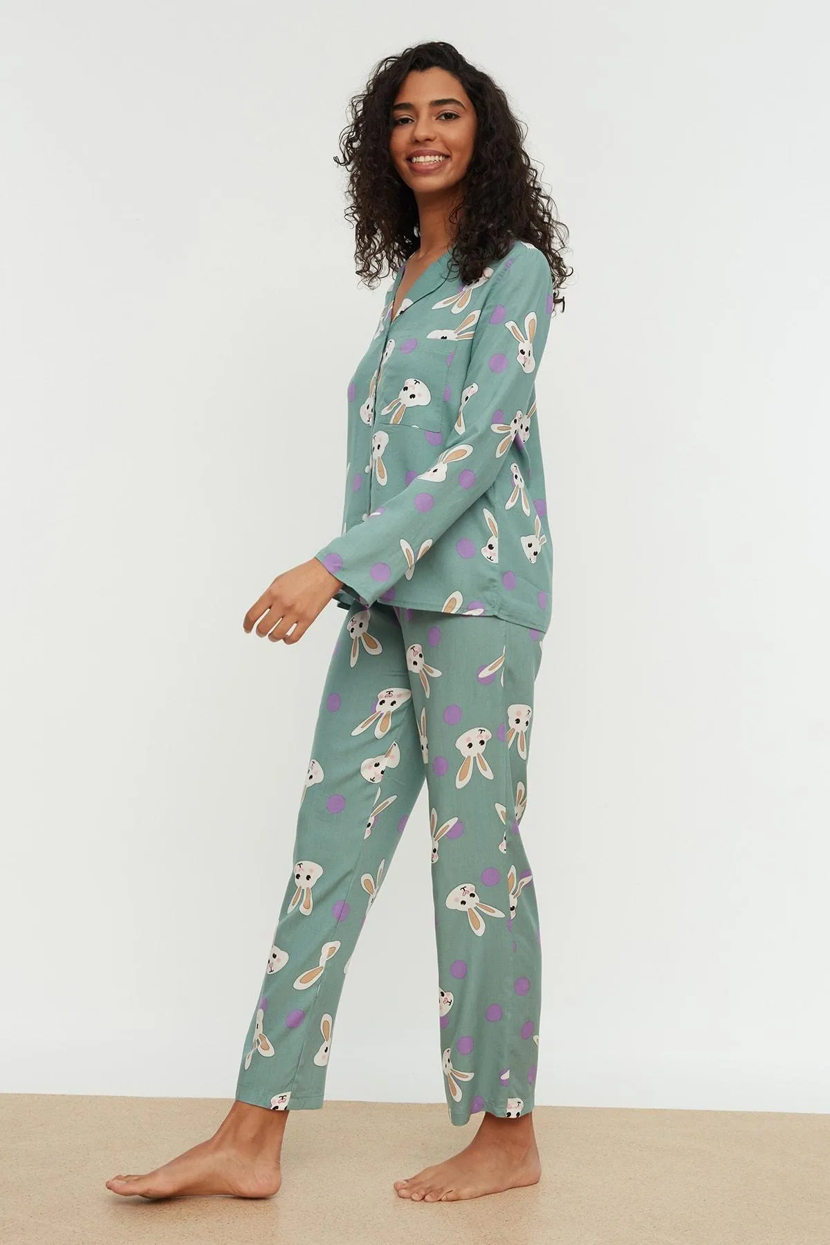 Rabbit Printed Woven Pajamas Set THMAW21PT0048