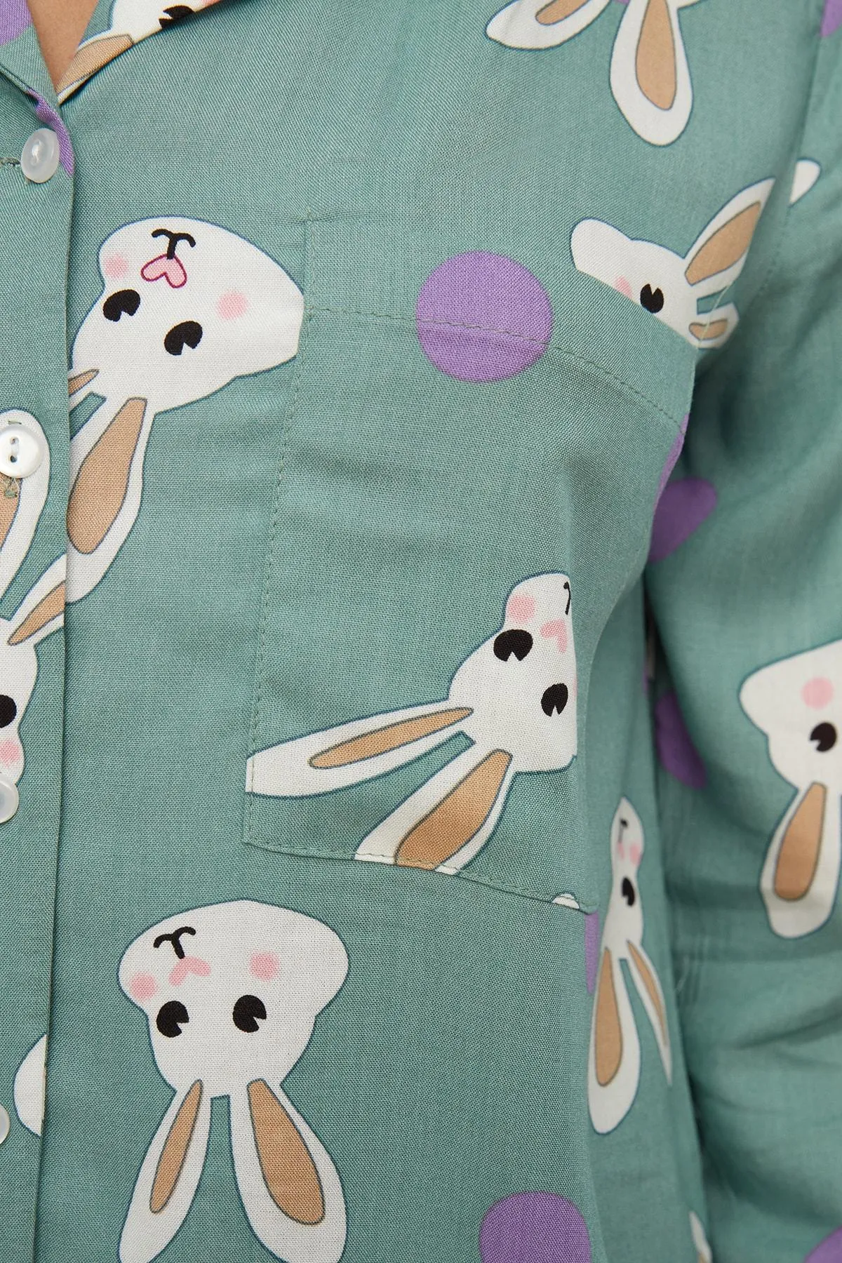 Rabbit Printed Woven Pajamas Set THMAW21PT0048