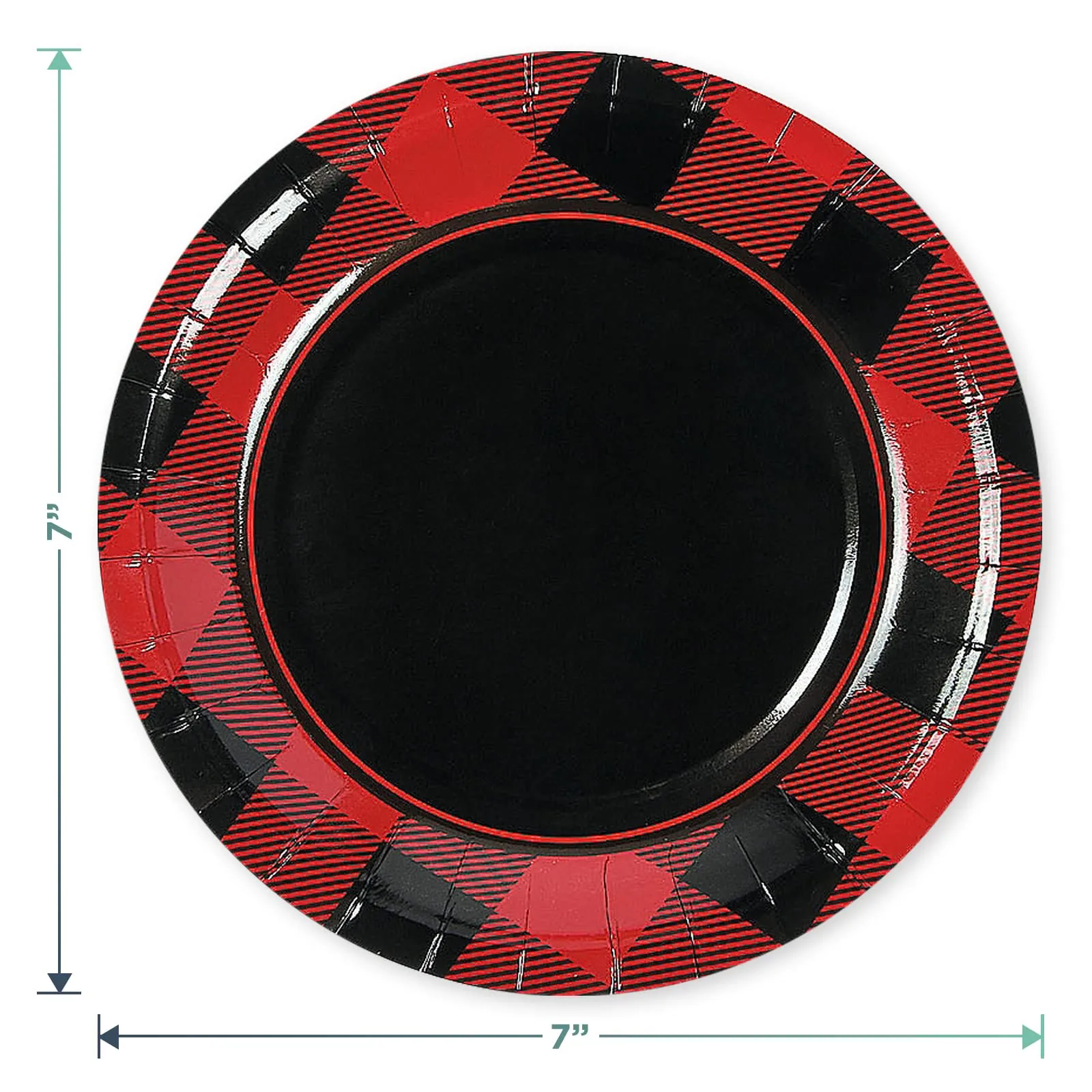 Red and Black Buffalo Plaid Checkered Paper Dessert Plates and Beverage Napkins (Serves 16)