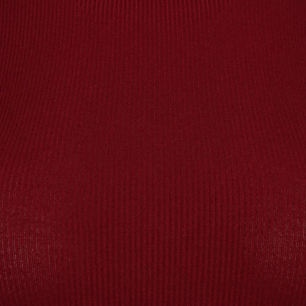 Ribbed Modal Long Sleeved Tshirt- Cherry