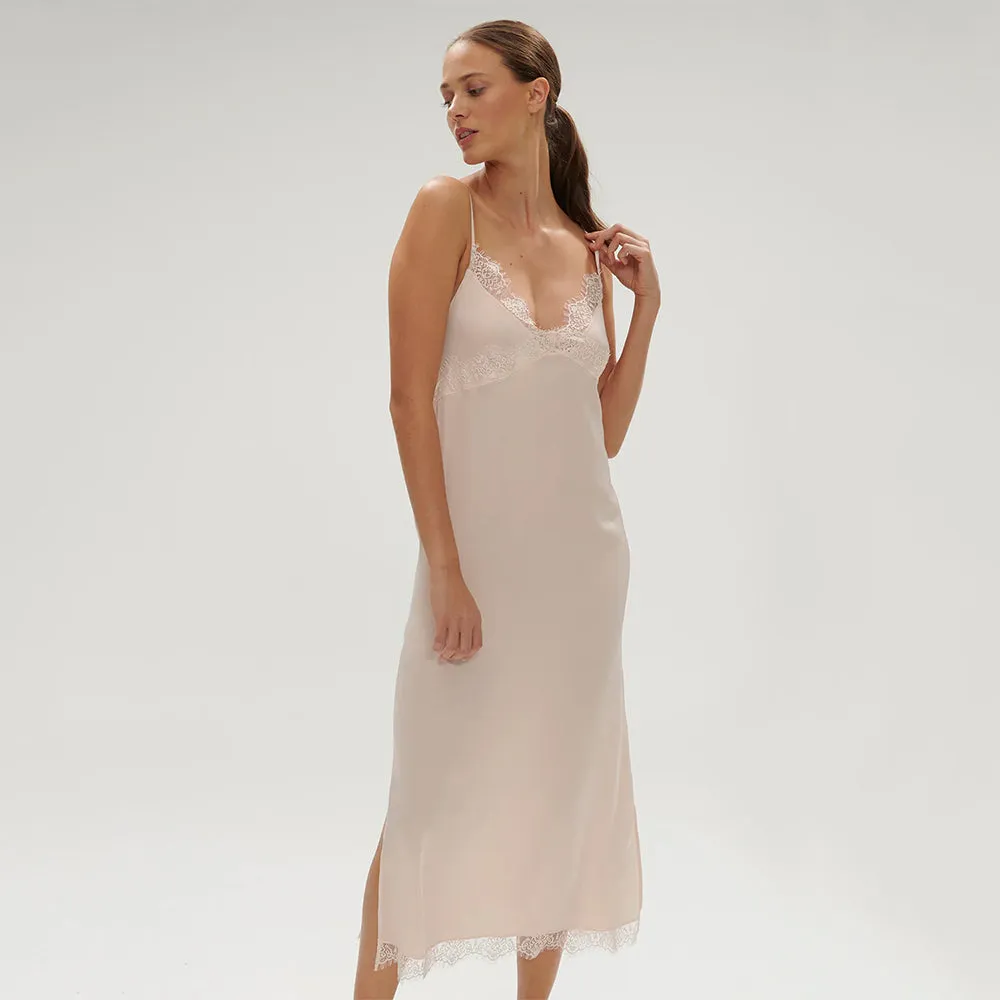 Satin Secrets Sakura Pink Long Nightdress