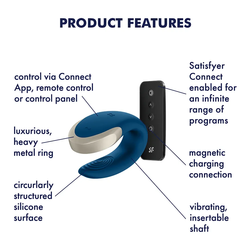 Satisfyer Double Love Partner Vibrator With Remote Control Blue