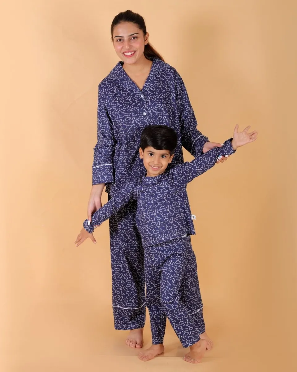 Set Of 2: Dinos Rule Matching Pajama Set For Mom And Baby