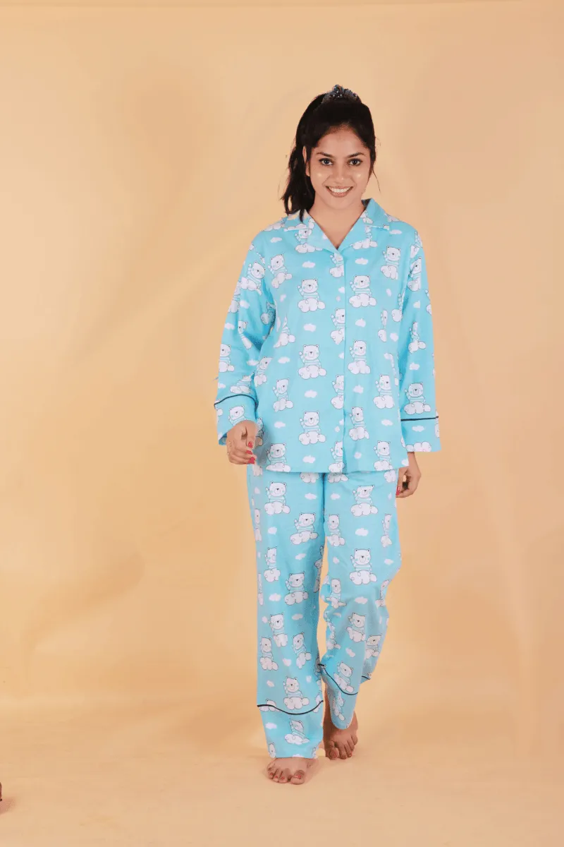 Set Of 2: Hello Bear Matching Pajama Set for Mom and Baby