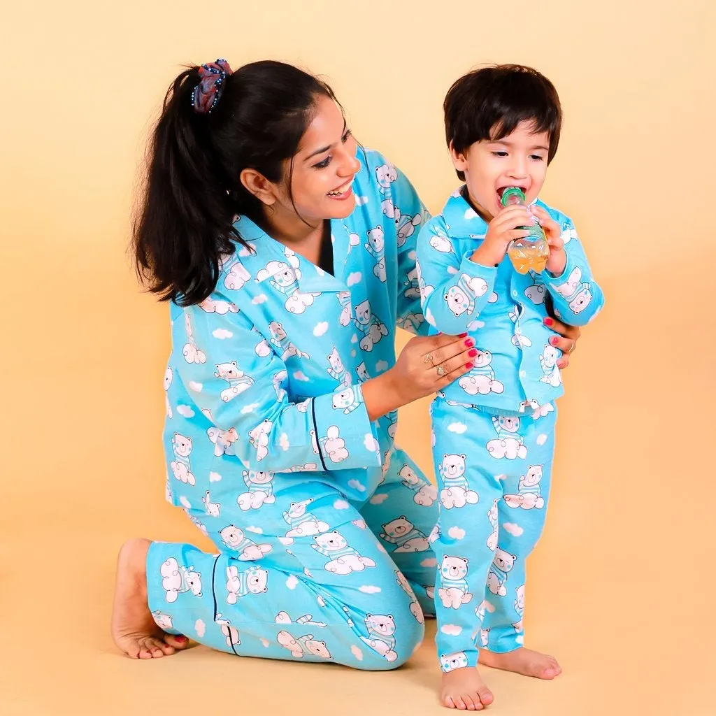 Set Of 2: Hello Bear Matching Pajama Set for Mom and Baby