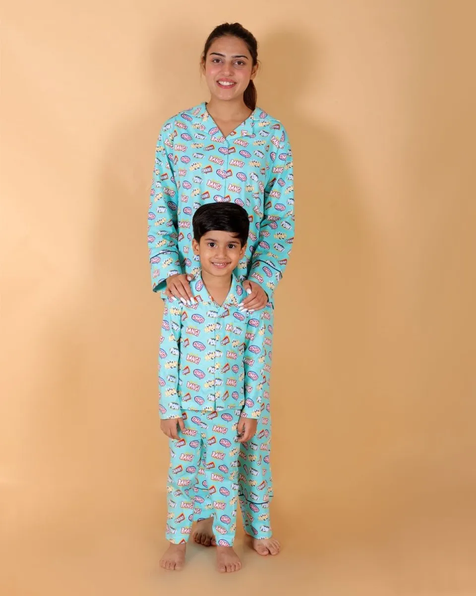 Set Of 2: Mighty Fighter Matching Pajama Set For Mom And Baby