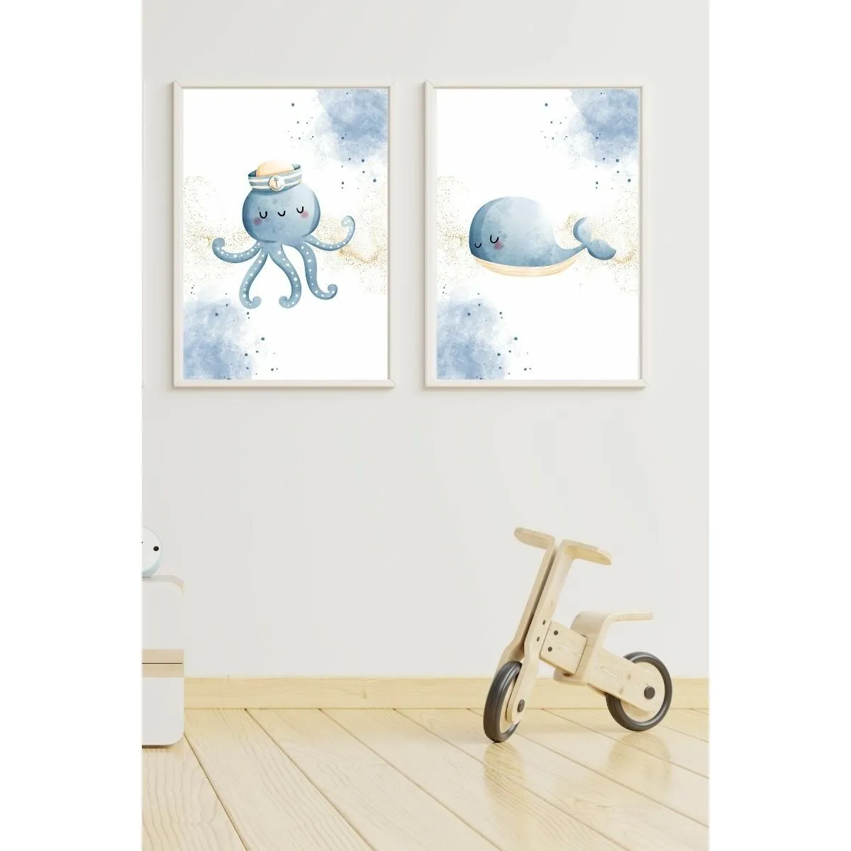 Set of 2 pictures Crochetts Multicolour Children's Octopus Whale 33 x 43 x 2 cm 2 Pieces