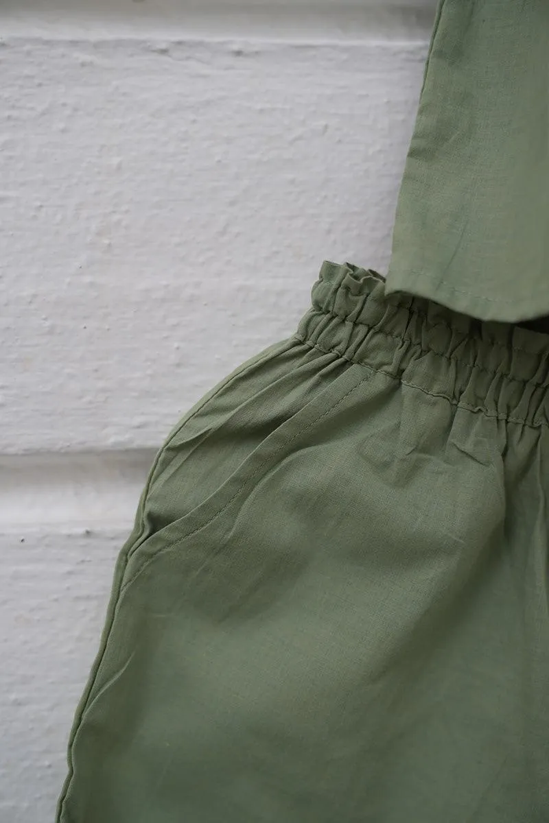 Set of 2 - 'Pista Barfi’ girls wrap top and pant coord set in green