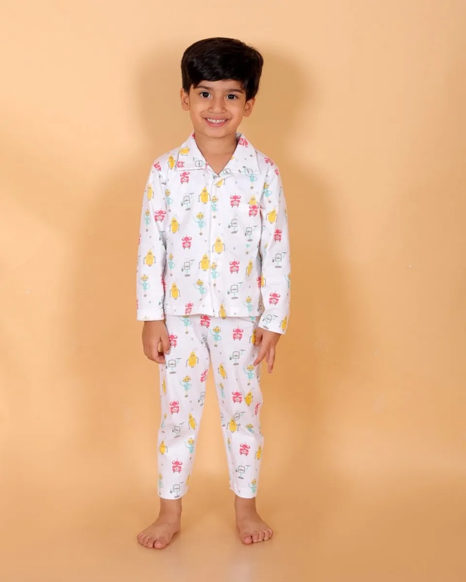 Set Of 2: Robo Club Matching Pajama Set For Mom And Baby