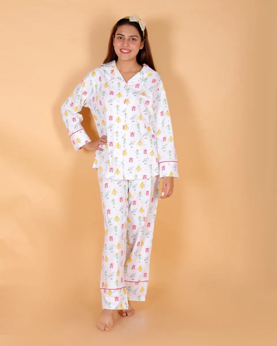 Set Of 2: Robo Club Matching Pajama Set For Mom And Baby