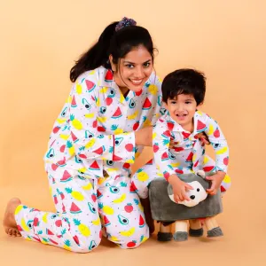 Set Of 3: Fruity Cutie Matching Pajama Set for Mom and Baby