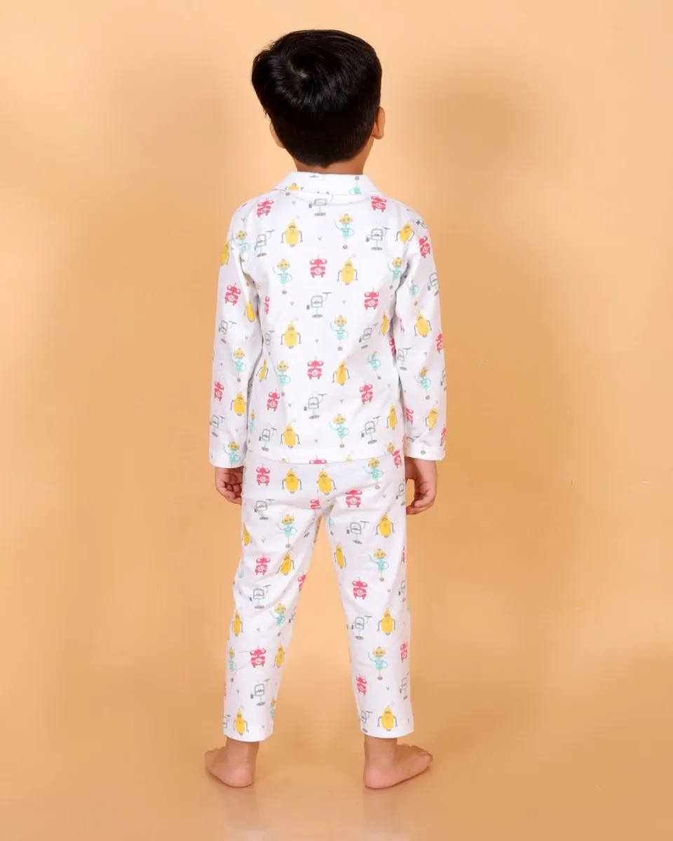 Set Of 3: Robo Club Matching Pajama Set For Mom And Baby