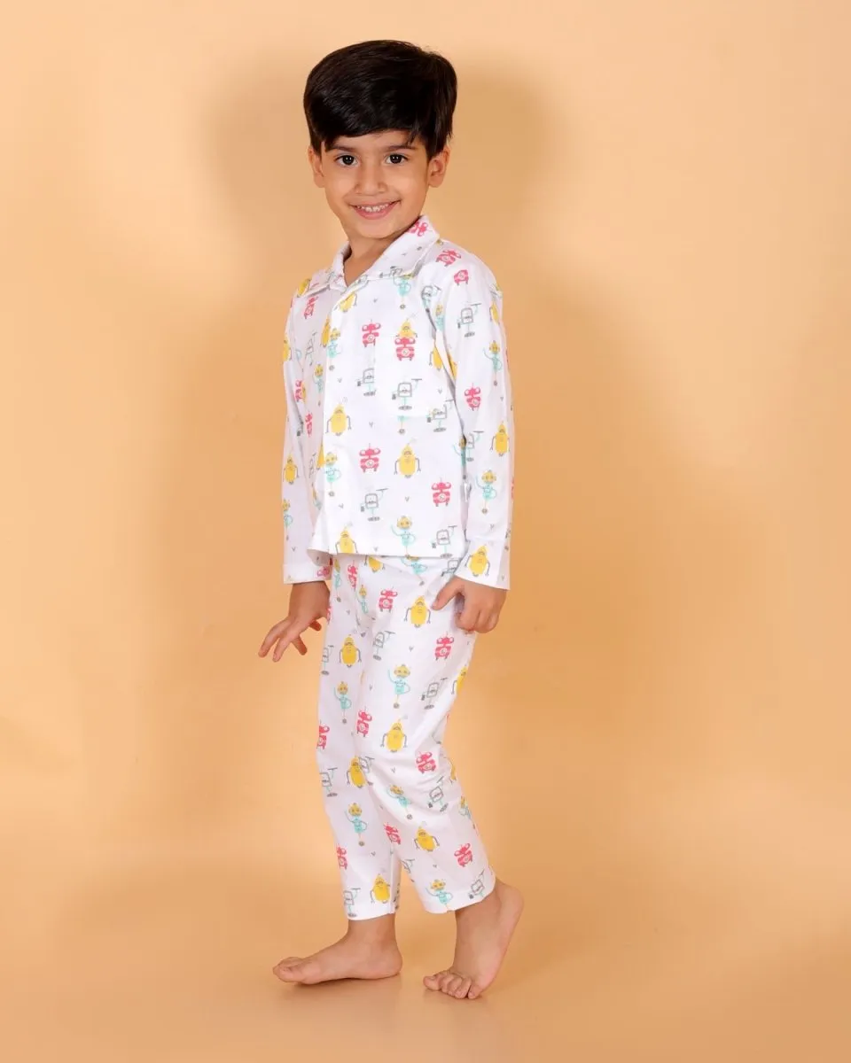 Set Of 3: Robo Club Matching Pajama Set For Mom And Baby