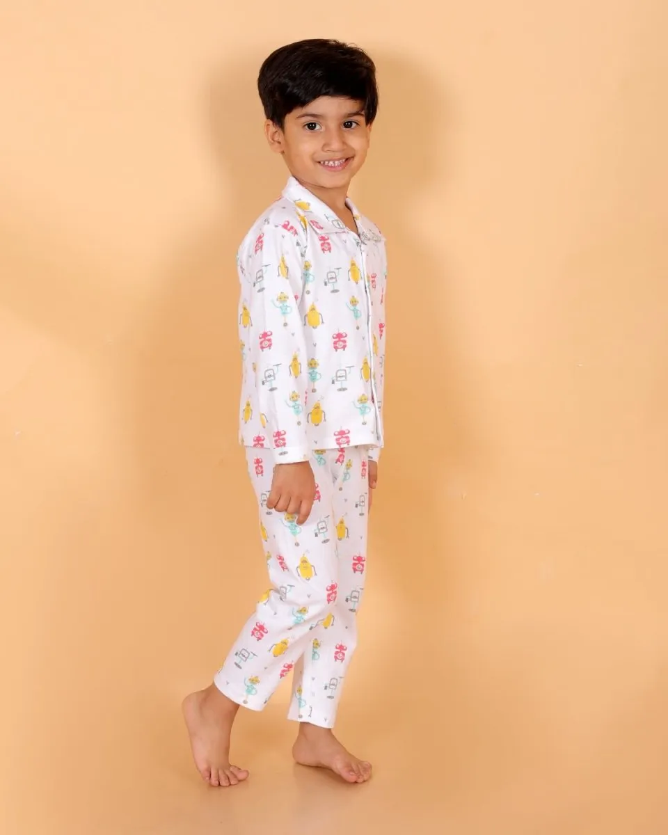Set Of 3: Robo Club Matching Pajama Set For Mom And Baby