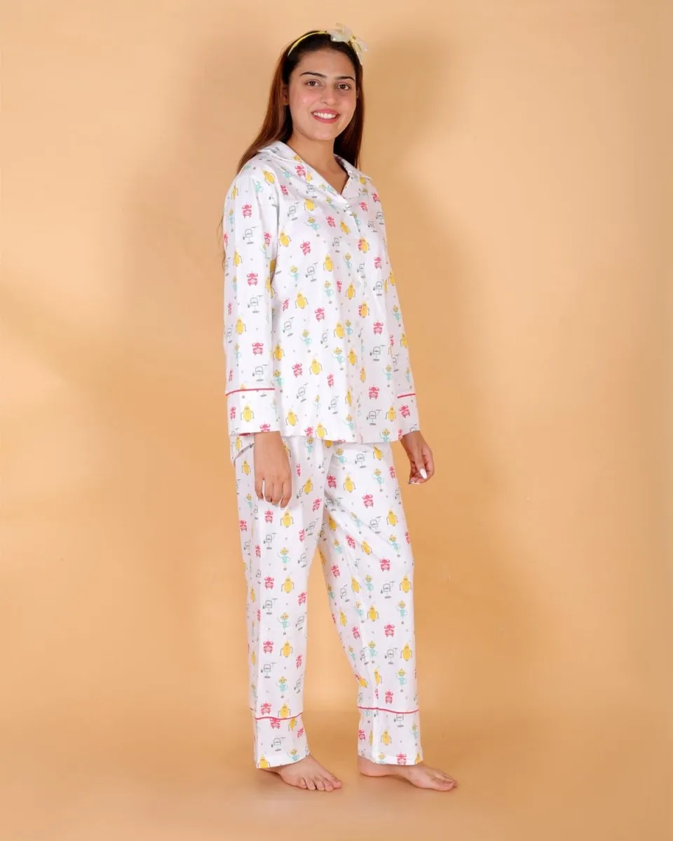 Set Of 3: Robo Club Matching Pajama Set For Mom And Baby