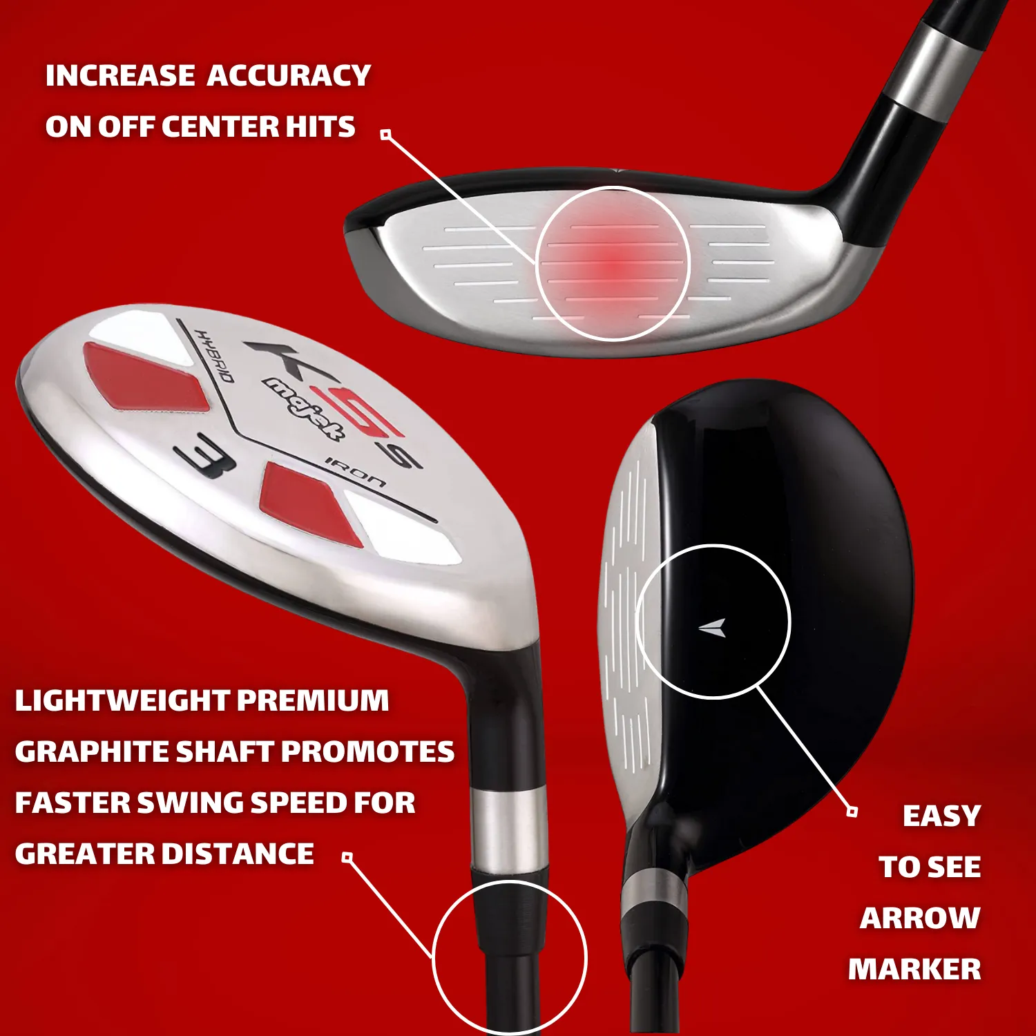 Short Men -1" < Standard Length Majek Hybrid Sets & Individual - Graphite Regular Flex