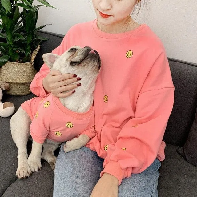 Smile Face Family Matching Dog Outfits  100% Cotton