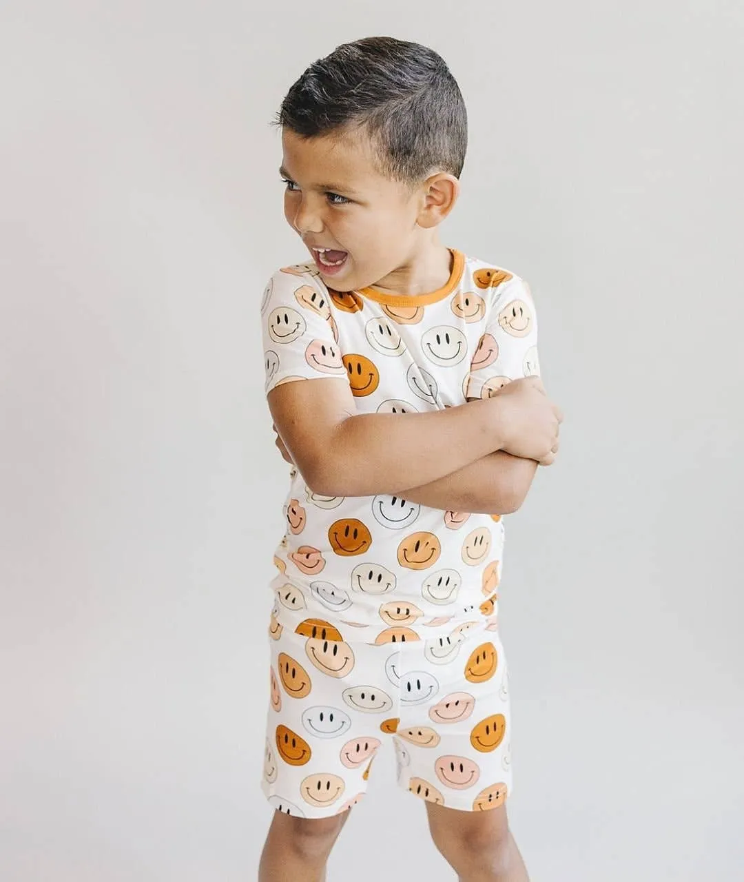Smiley Bamboo Two Piece Shorts Set | Copper