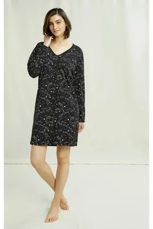 Star Nightdress - Black