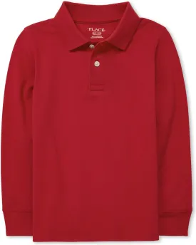 The Children's Place boys Long Sleeve Pique Polo