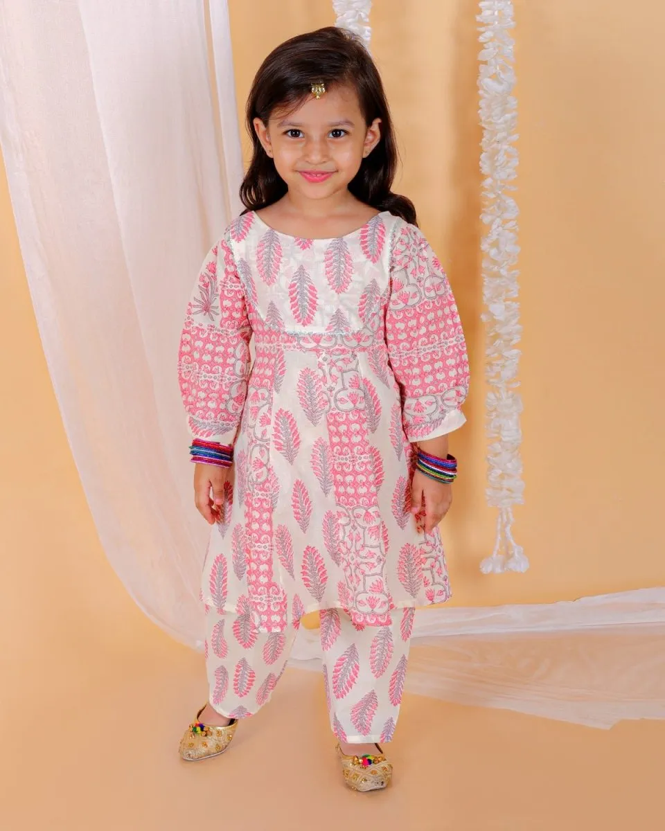 Twinning Combo-Gulaal Floral Print Anarkali Kurta Set With Boys Jacket Kurta Pajama Set