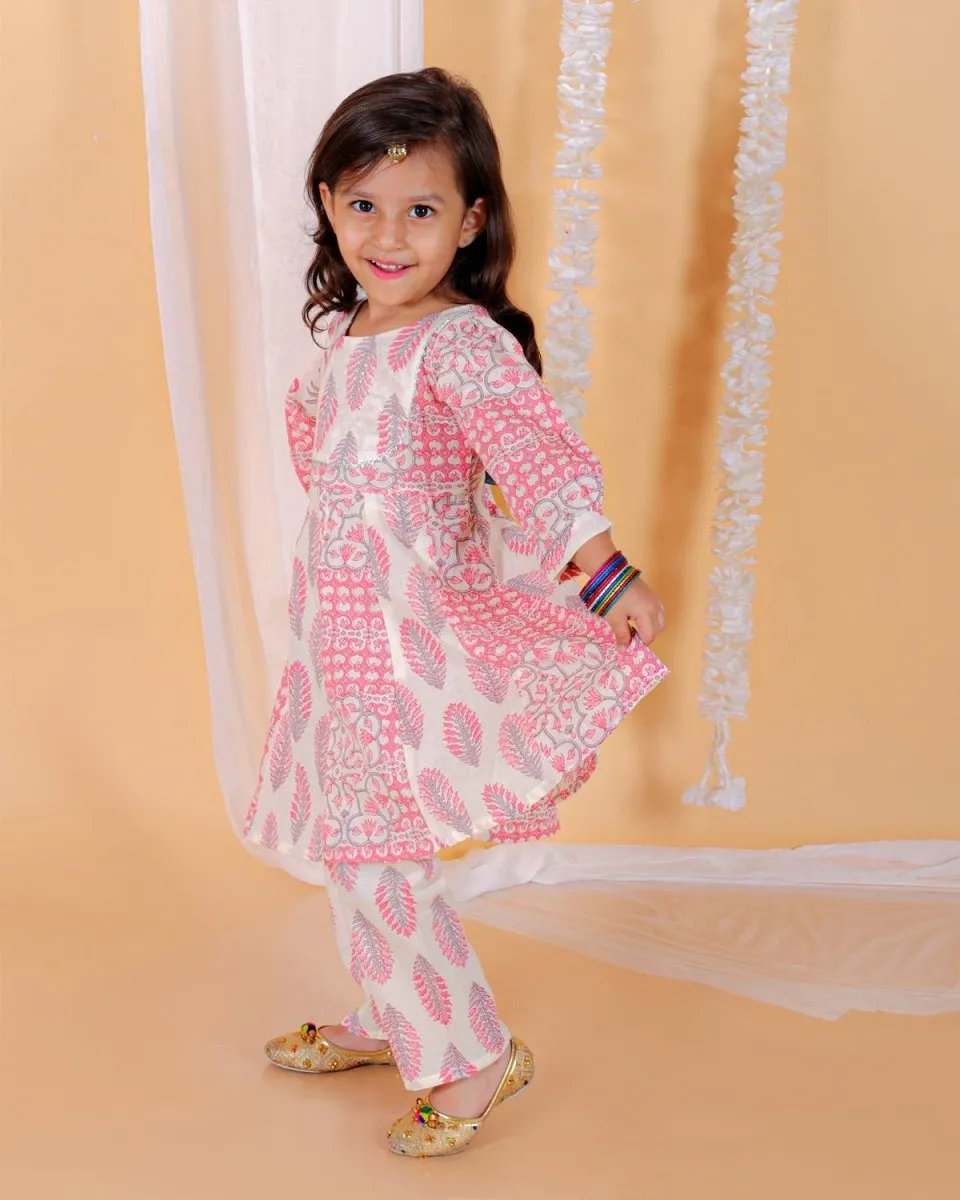 Twinning Combo-Gulaal Floral Print Anarkali Kurta Set With Boys Jacket Kurta Pajama Set