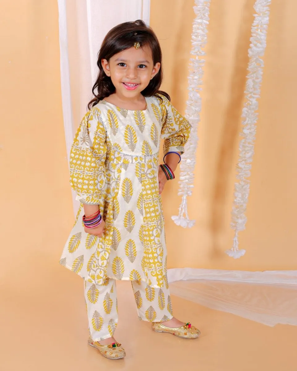 Twinning Combo-Madhupeela Floral Print Anarkali Kurta Set With Boys Jacket Kurta Pajama Set
